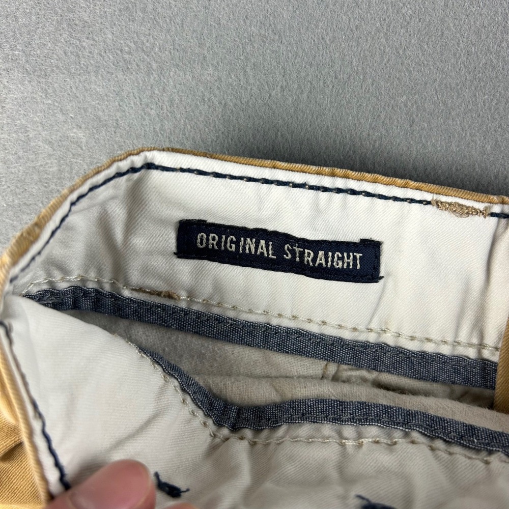American Eagle Pants Mens 28x32 Khaki Tan Original Straight Chino Cotton 0122 - Picture 3 of 15